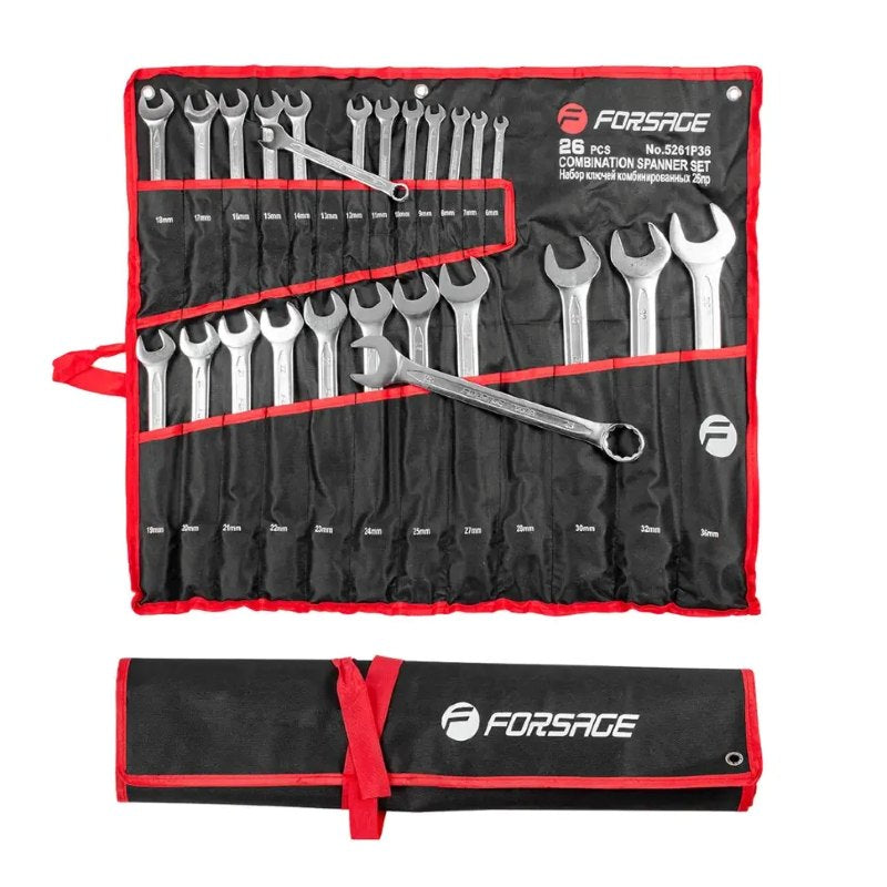 Blocknyckelsats 6–36 mm i förvaringsfodral med upphängningshål, 25 delar