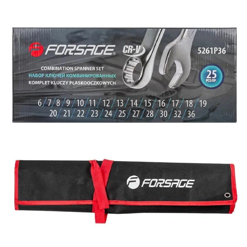 Blocknyckelsats 25 delar med originalförpackning och hoprullat fodral med Forsage-logotyp
