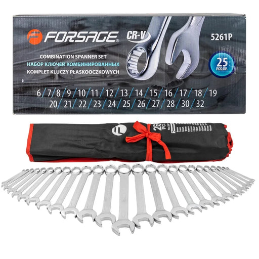 Blocknyckelsats 6–32 mm 25 delar Forsage kombinationsnycklar med fodral och förpackning
