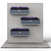 Väggmonterade planteringskärl i stål från Coyotto – perfekt för balkong eller offentlig miljö