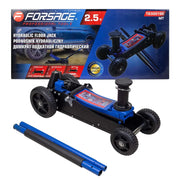 Hydraulisk garagedomkraft 2,5 ton med hög lyfthöjd och stora hjul