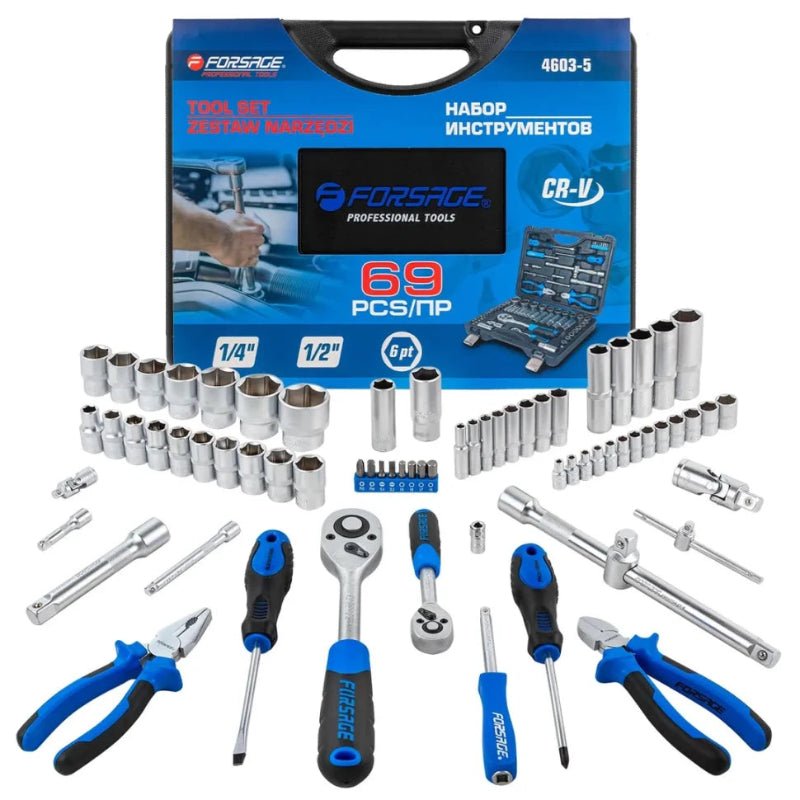 Hylsnyckelsats 69 delar, 1/4" 3/8" - Forsage Sweden