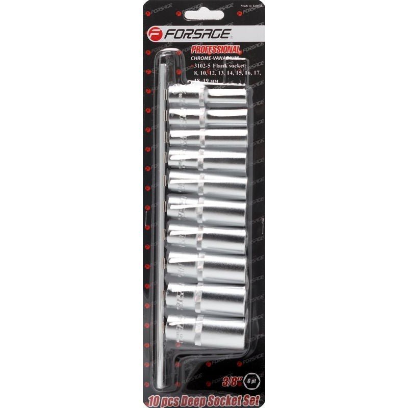 Hylssats 3/8" djup, 10 delar (8-19mm) - Forsage Sweden