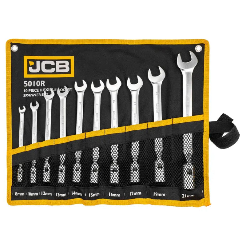 JCB flexnyckelsats 10 delar i öppen förvaringsväska