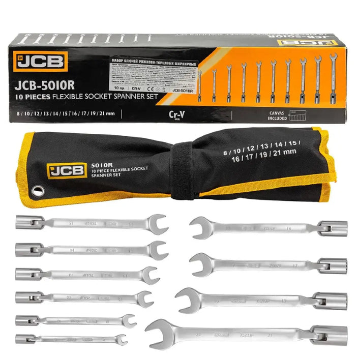 JCB flexnyckelsats 10 delar med originalförpackning och vikbar väska