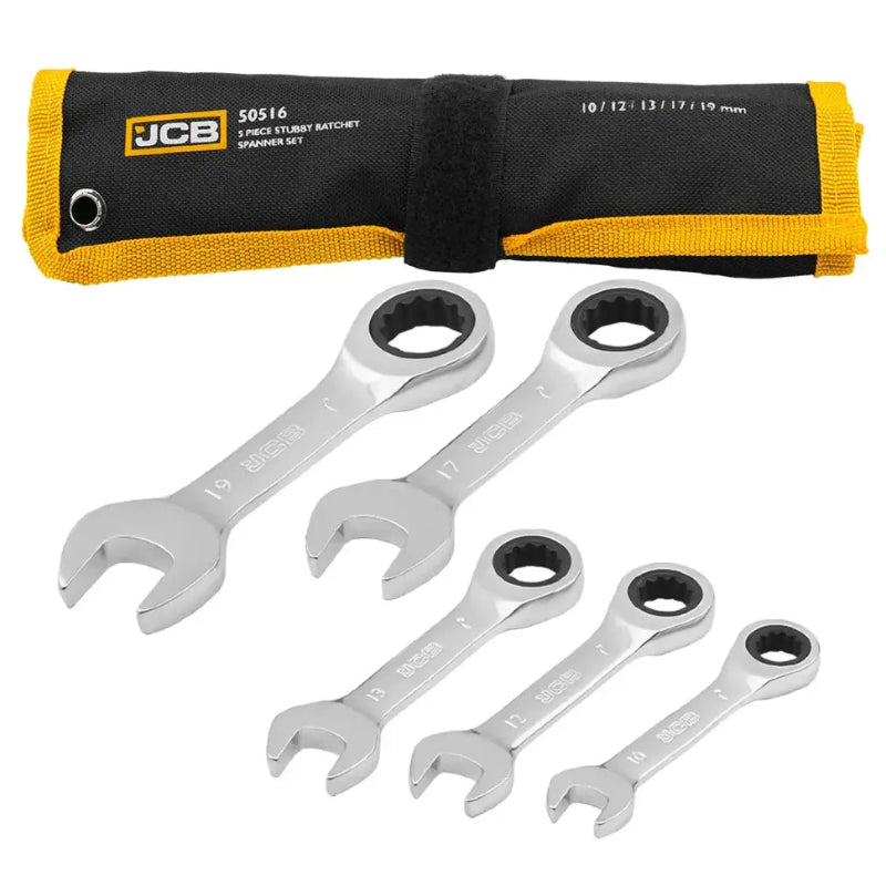 JCB spärrnyckelsats 5 delar uppackad i canvasväska