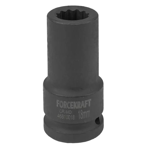 Djup krafthylsa 18 mm 12-kant, 3/4 tum Cr-Mo för tung verkstad