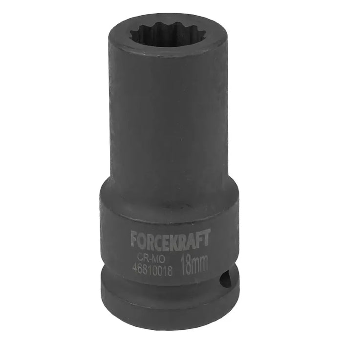 Djup krafthylsa 18 mm 12-kant, 3/4 tum Cr-Mo för tung verkstad