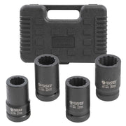 Krafthylssats 1" lång 12-kant, 4 delar (27-36 mm)