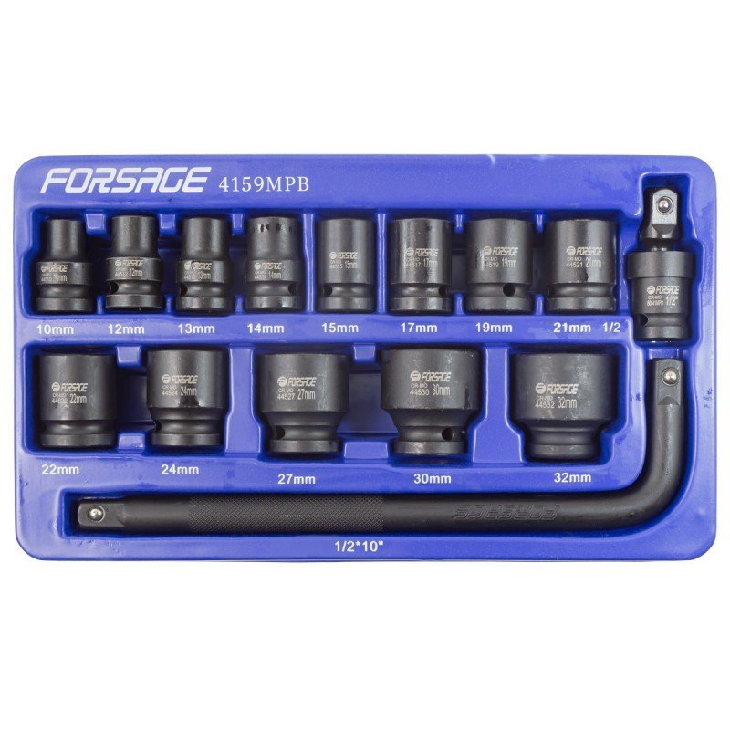 Krafthylssats 1/2", 15 delar (10-32mm) - Forsage Sweden