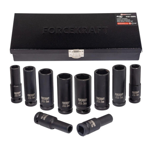 Krafthylssats djupa 1/2", 10 delar (10-24mm) - Forsage Sweden