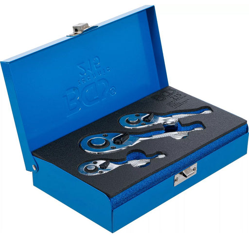 Mini spärrhandtag sats 1/4", 3/8", 1/2" i metallkassett