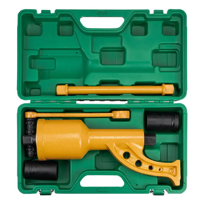 Översikt av momentmultiplikator 1" 6800 Nm med tillbehör i väska.