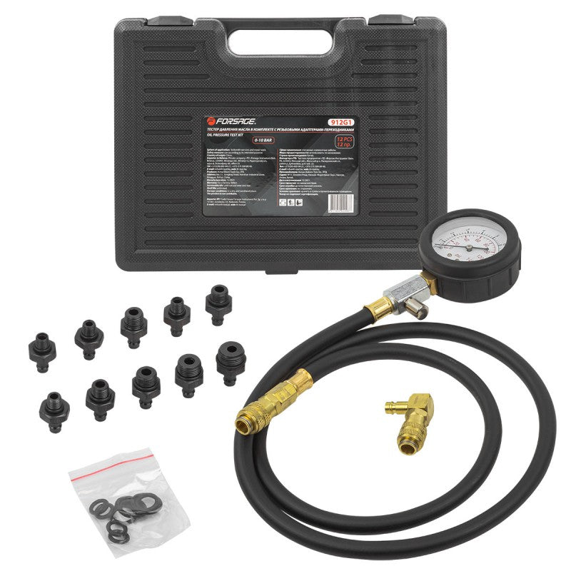 Oljetrycksmätare med gängadaptrar, 0-10 Bar - Forsage Sweden