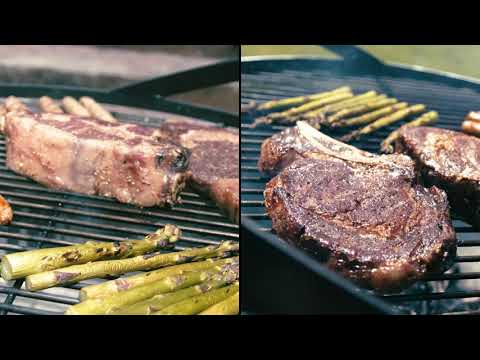 Instruktionsvideo som visar hur man monterar och använder tillbehör till Bandito eldfat från Cook King, inklusive galler och stekplatta.