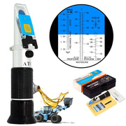 Refraktometer för AdBlue, glykol, batterisyra och spolarvätska – optisk modell med LED och ATC för verkstad och service.