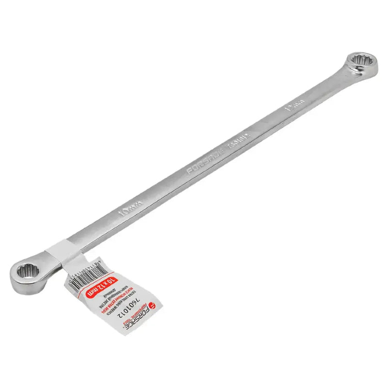 Extra lång dubbelringnyckel 10×12 mm med etikett och artikelnummer