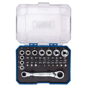 Hylsnyckelsats 31 delar från Scheppach i plastetui, vy uppifrån