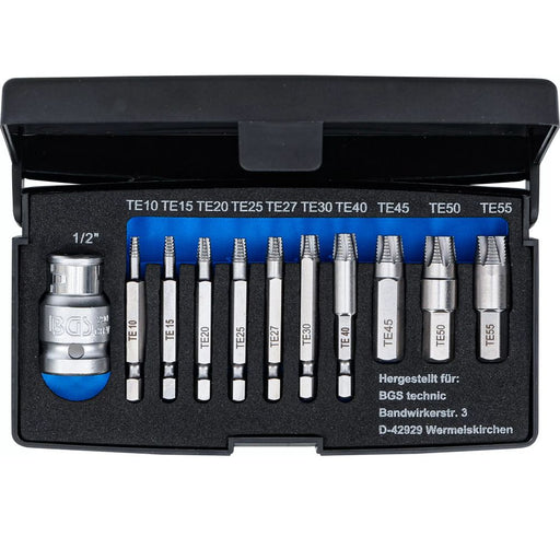 Utdragarbits Torx T45–T55 med 3/8" fäste och 1/2" adapter