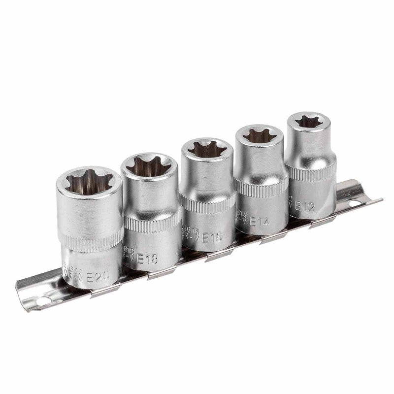 Torx Hylssats E - profil på hållare, 5 delar - Forsage Sweden