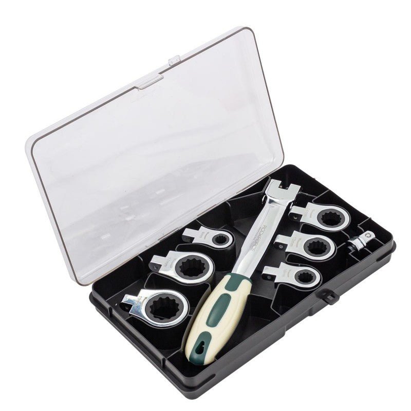 Universalt spärrnyckelset med utbytbara huvuden, 8 delar - Forsage Sweden