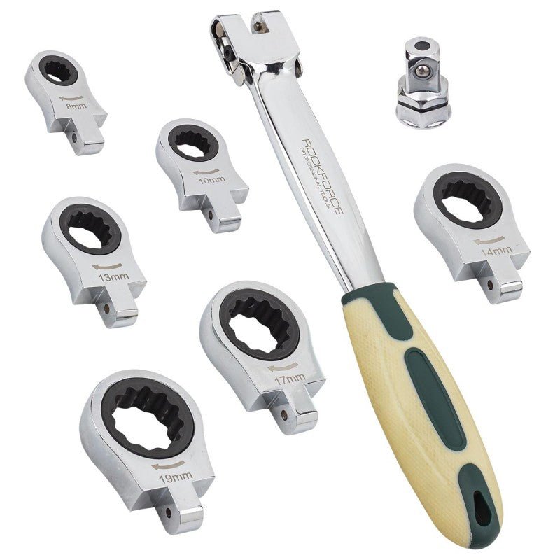 Universalt spärrnyckelset med utbytbara huvuden, 8 delar - Forsage Sweden