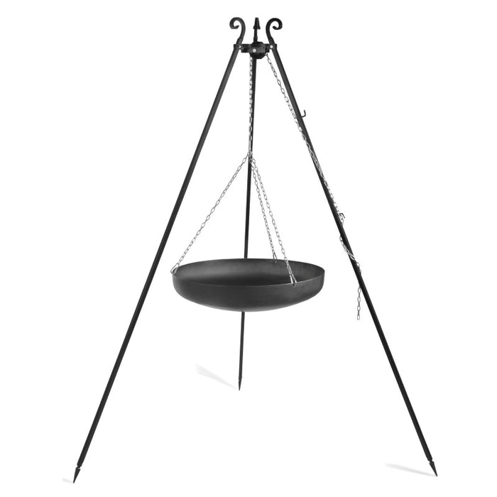 Cook King tripod 180 cm med hängande wok i svart stål för matlagning