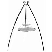 Grillstativ 200 cm med två grillgaller i naturligt stål