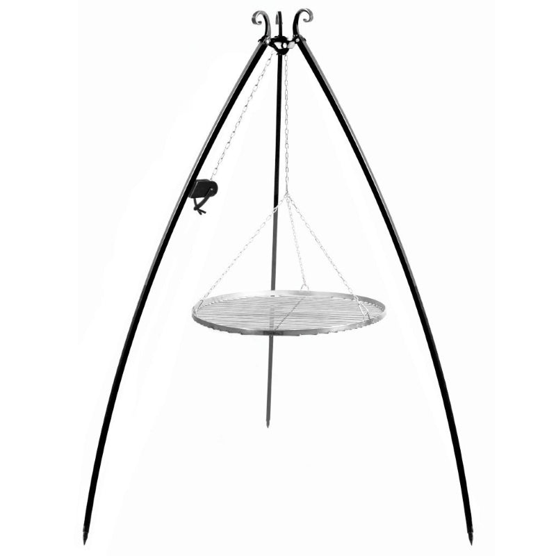 Grillstativ 200 cm med rostfritt stålgaller och vinsch